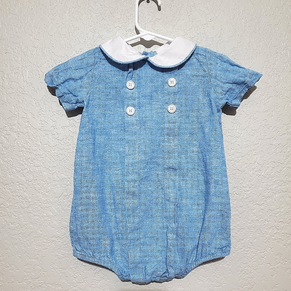 Bailey Boys One Pieces Bailey Boys Chambray Baby Boy Bubble Outfit